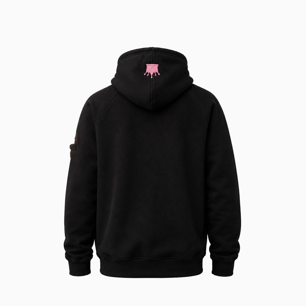 Magician FR Work Hoodie, back view of flame-resistant work hoodie in black with crown logo detail on hood.