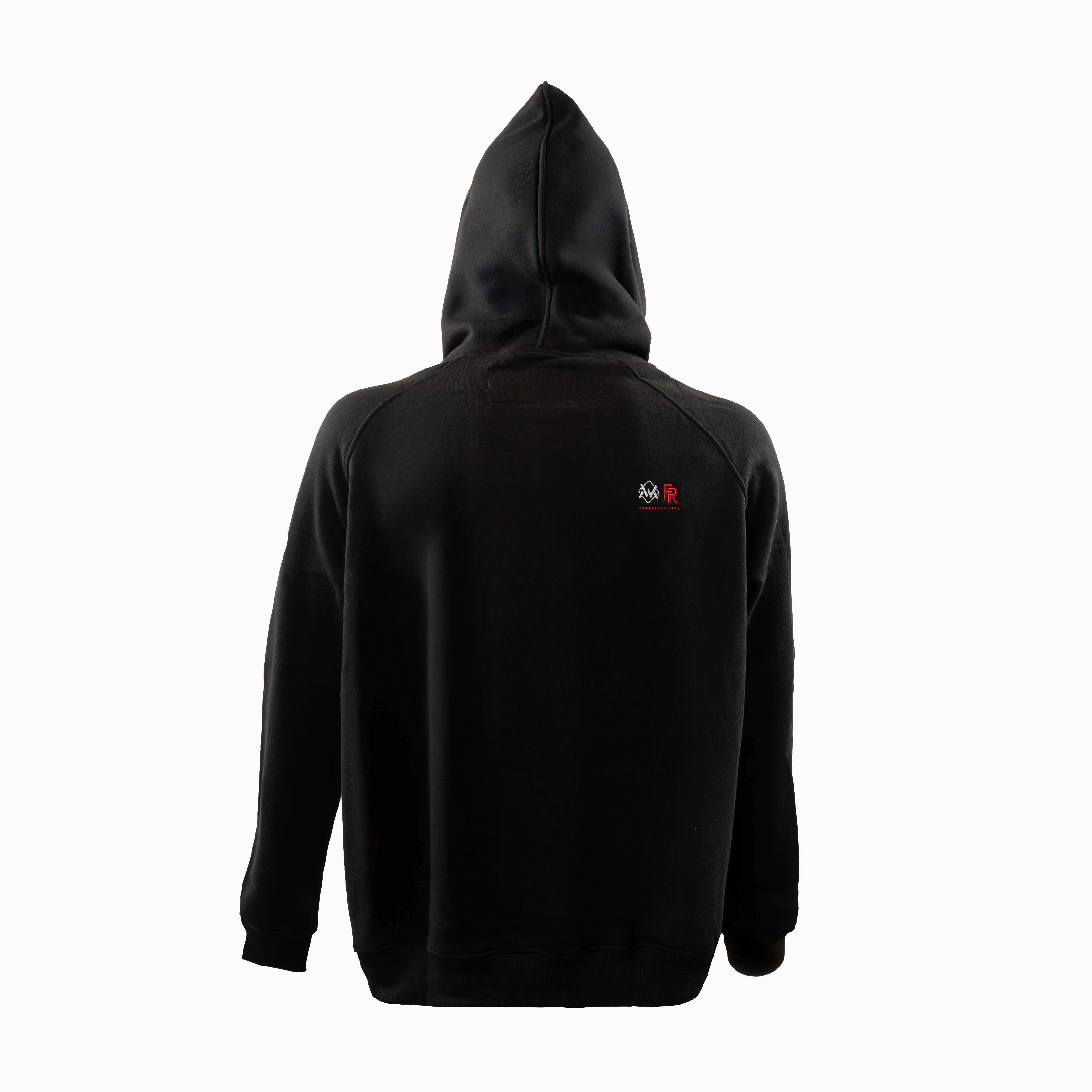 Back view of Magician FR Work Hoodie in black and red, FR safety hoodie with reinforced stitching.