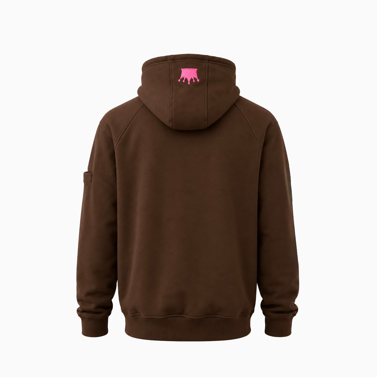 Magician FR Work Hoodie, back view of flame-resistant work hoodie in brown with crown logo detail on hood.