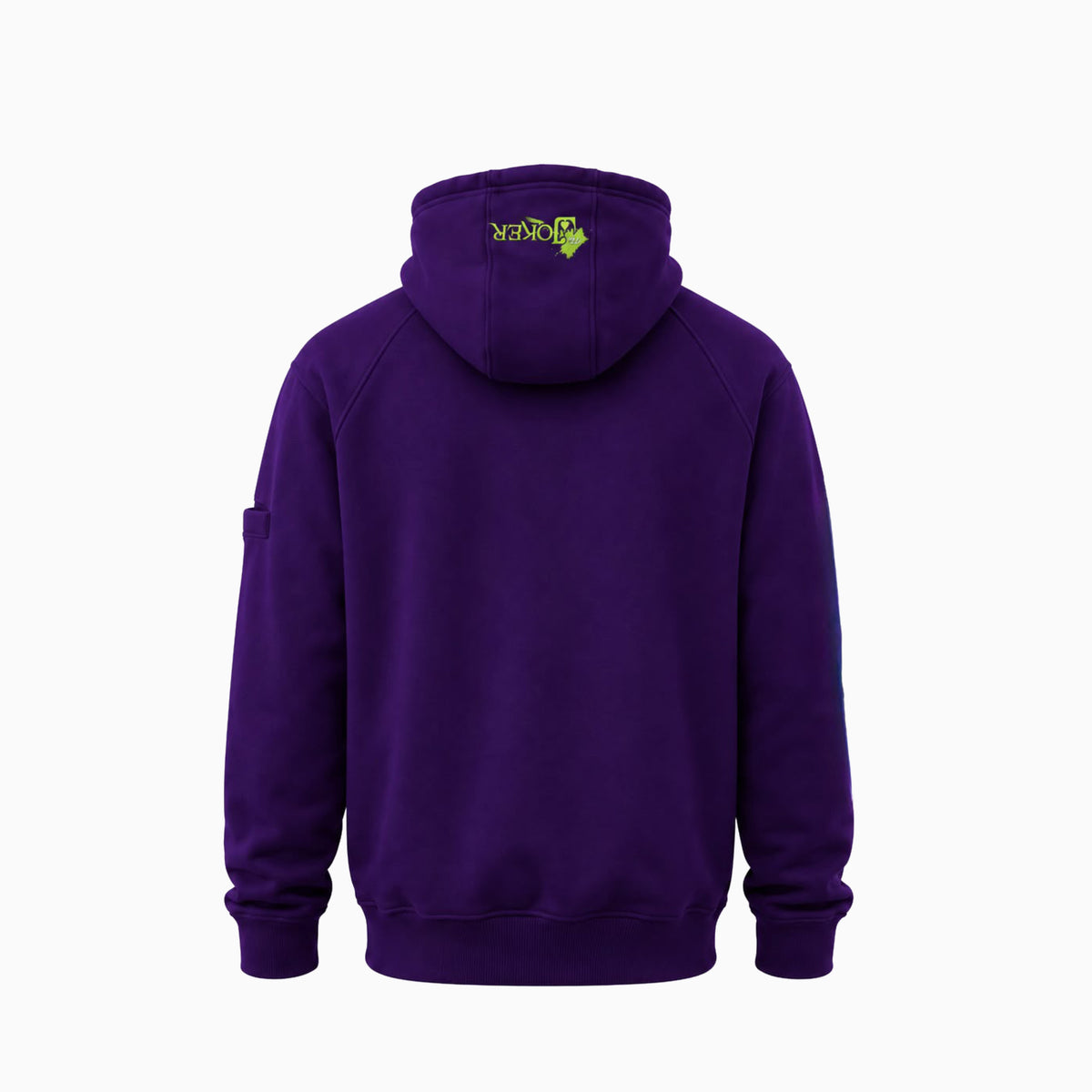 Back view of Magician FR Work Hoodie in purple and joker, FR protective hoodie with logo detail.
