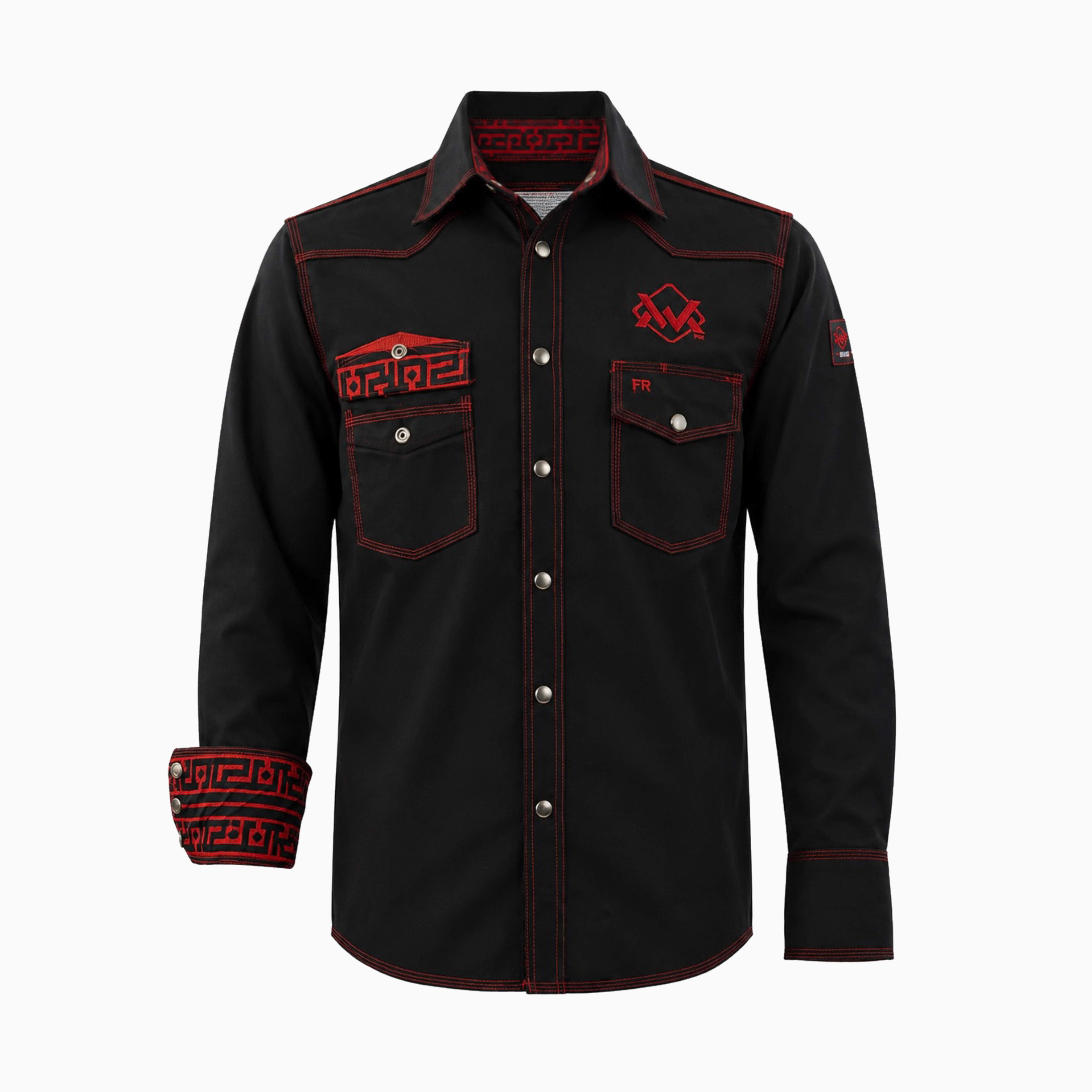 Flame-Resistant (FR) Welding Shirt front – Black / Aztec | The Welding Magician