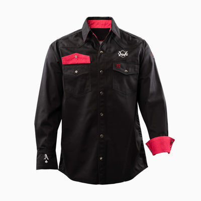 Flame-Resistant (FR) Welding Shirt front – Black / Pink | The Welding Magician