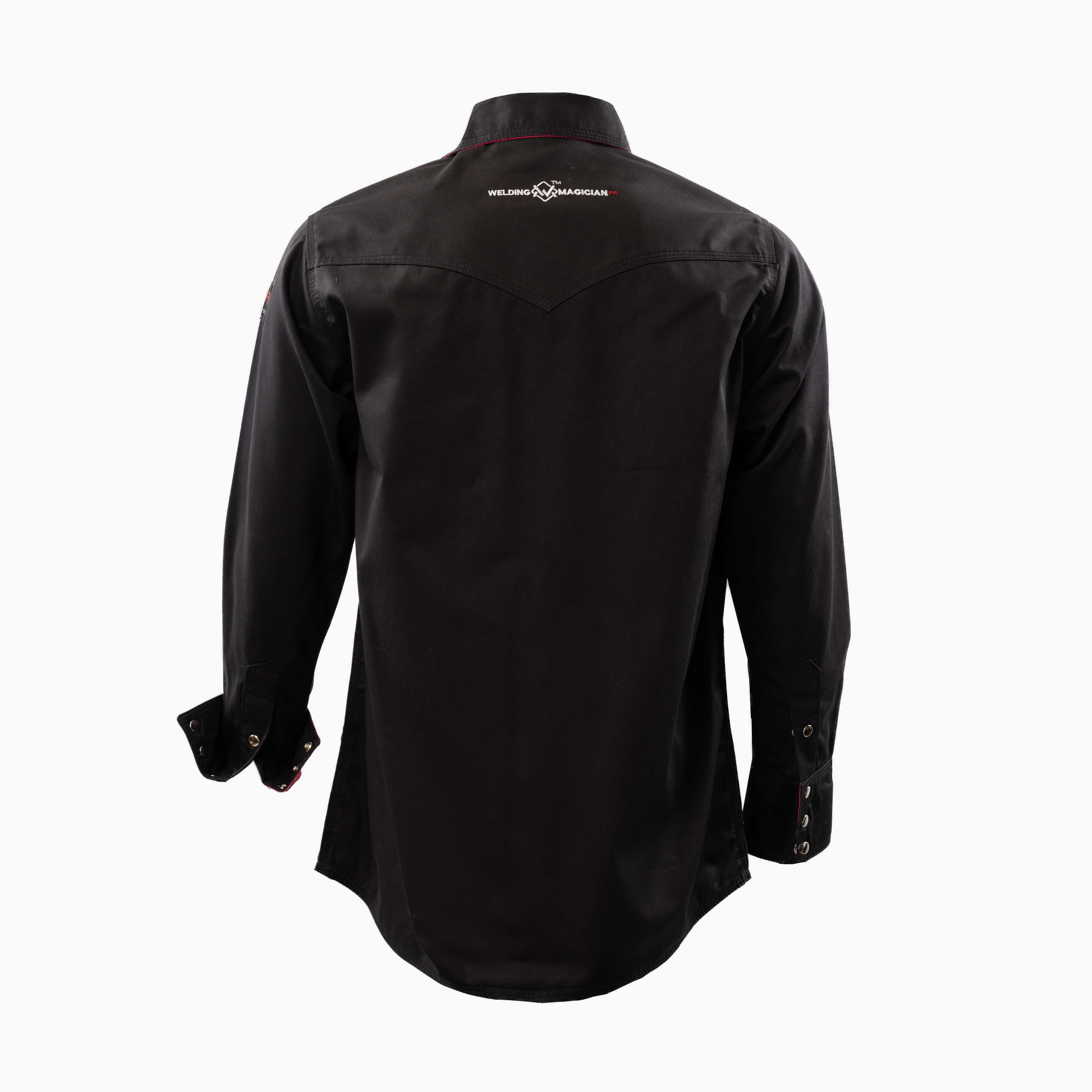 Flame-Resistant (FR) Welding Shirt back – Black / Pink | The Welding Magician