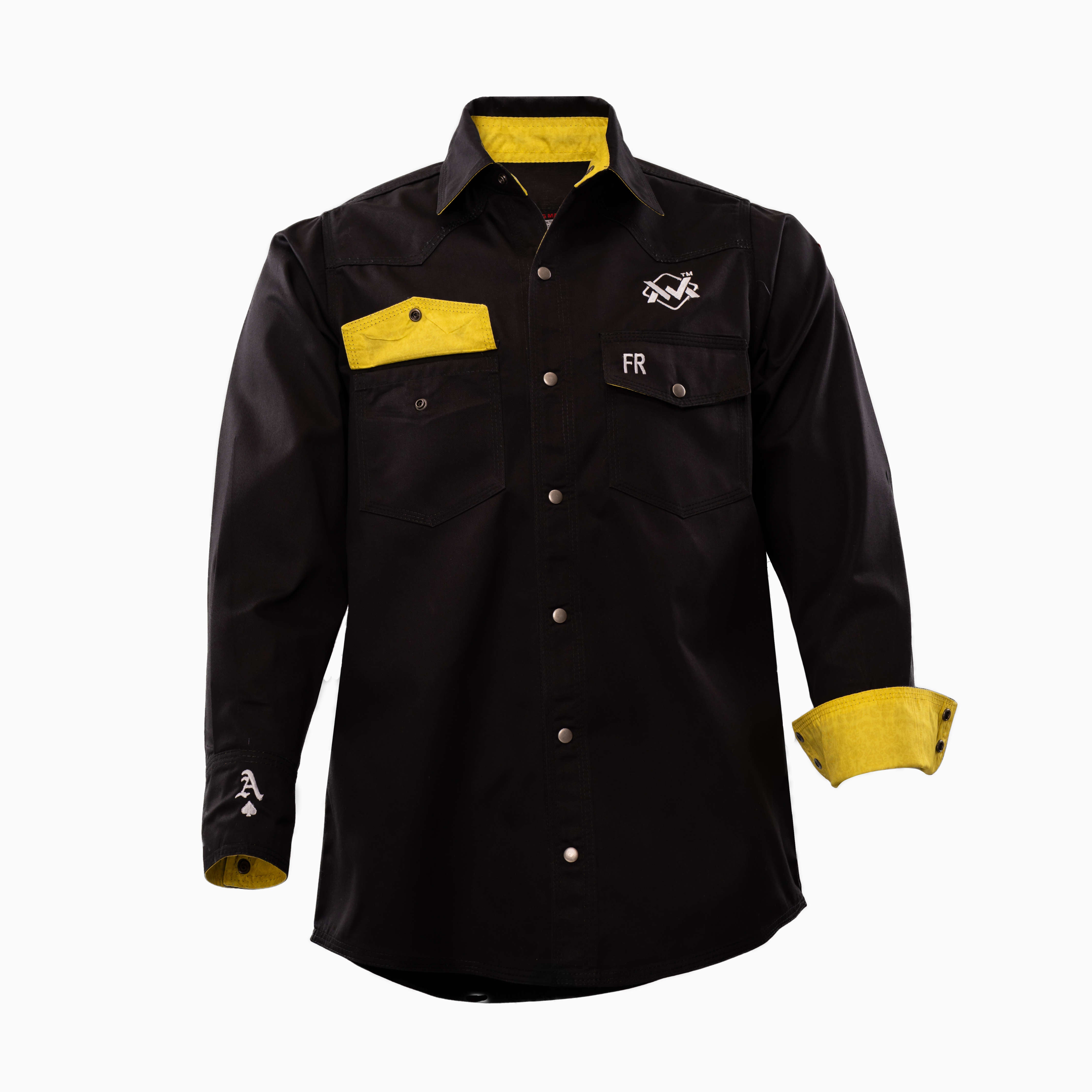 Flame-Resistant (FR) Welding Shirt front – Black / Yellow | The Welding Magician