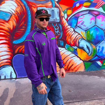Purple and Joker Elite FR Long-Sleeve Work Tee collaboration with Robert Guerra.
