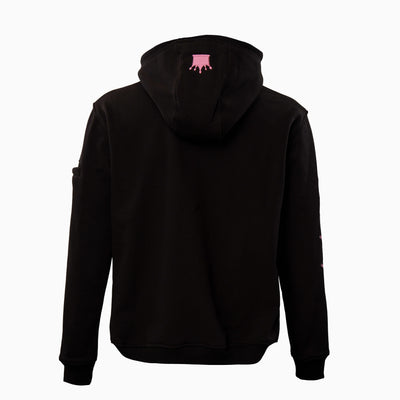 Magician FR Work Hoodie, back view of flame-resistant work hoodie in black with crown logo detail on hood.