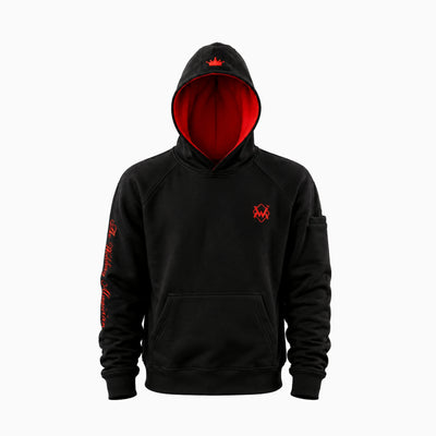 Magician Heavy-Duty FR Work Hoodie with crown-red accents, front view of flame-resistant work hoodie with embroidered logo design.