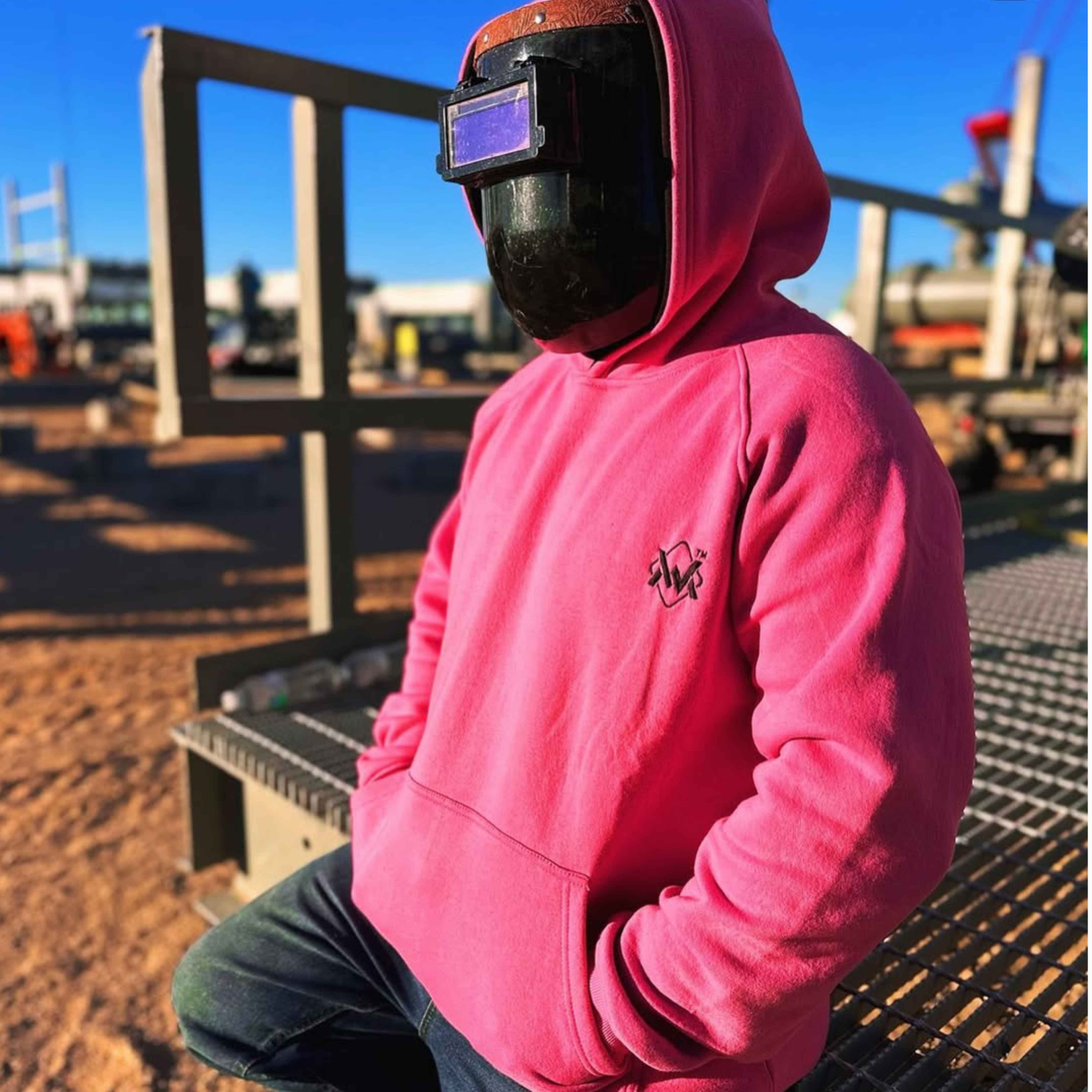 Magician FR Work Hoodie in pink, front view of soft flame-resistant hoodie with durable fabric.