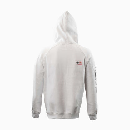 Back view of Magician FR Work Hoodie in white and black, FR hoodie designed for protection and comfort.