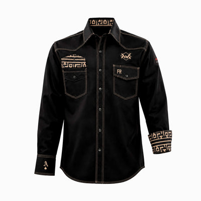 Flame-Resistant (FR) Welding Shirt front – Black / Gold | The Welding Magician