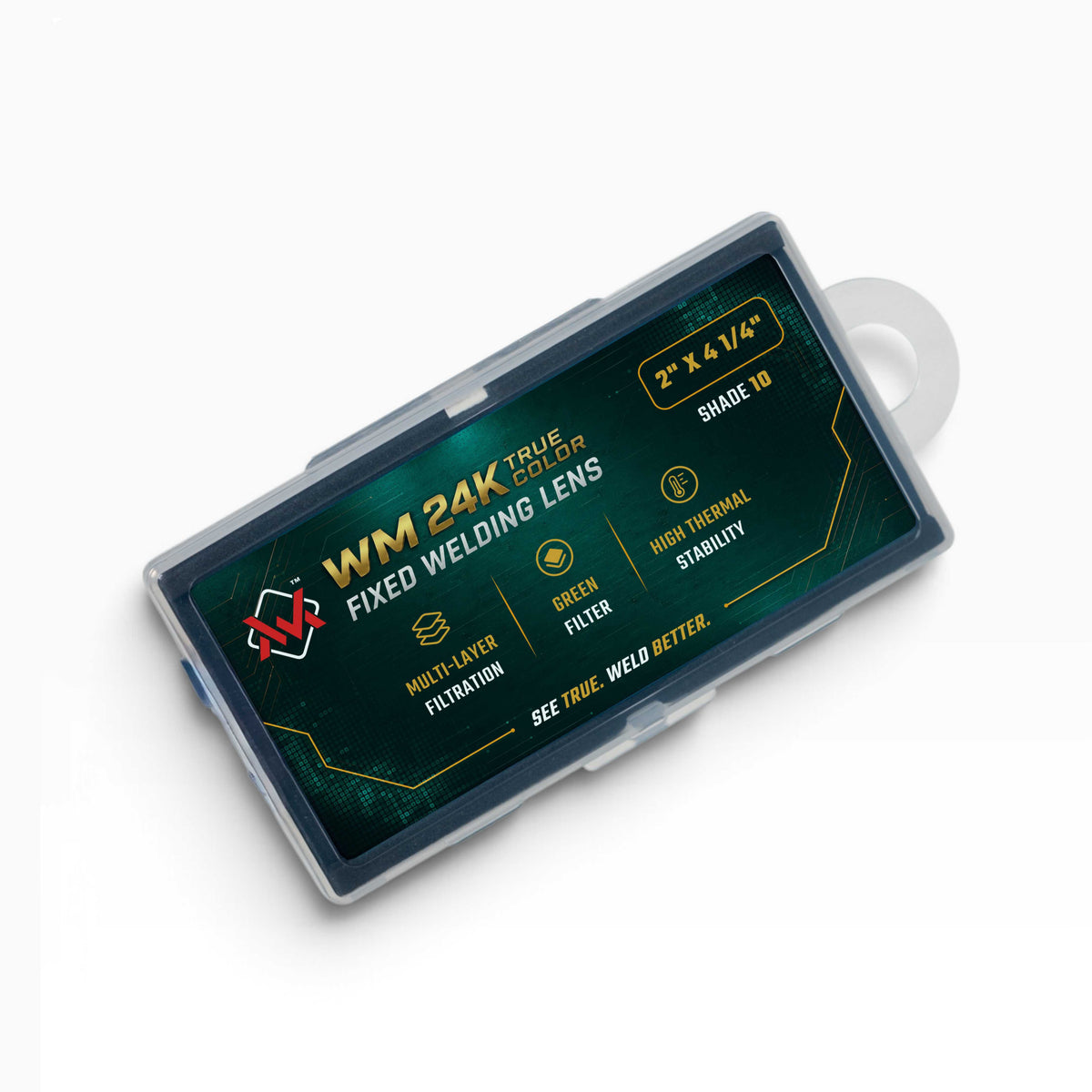 WM 24K True Color Fixed Welding Lens shade 10 in protective case with multi-layer filtration and green filter
