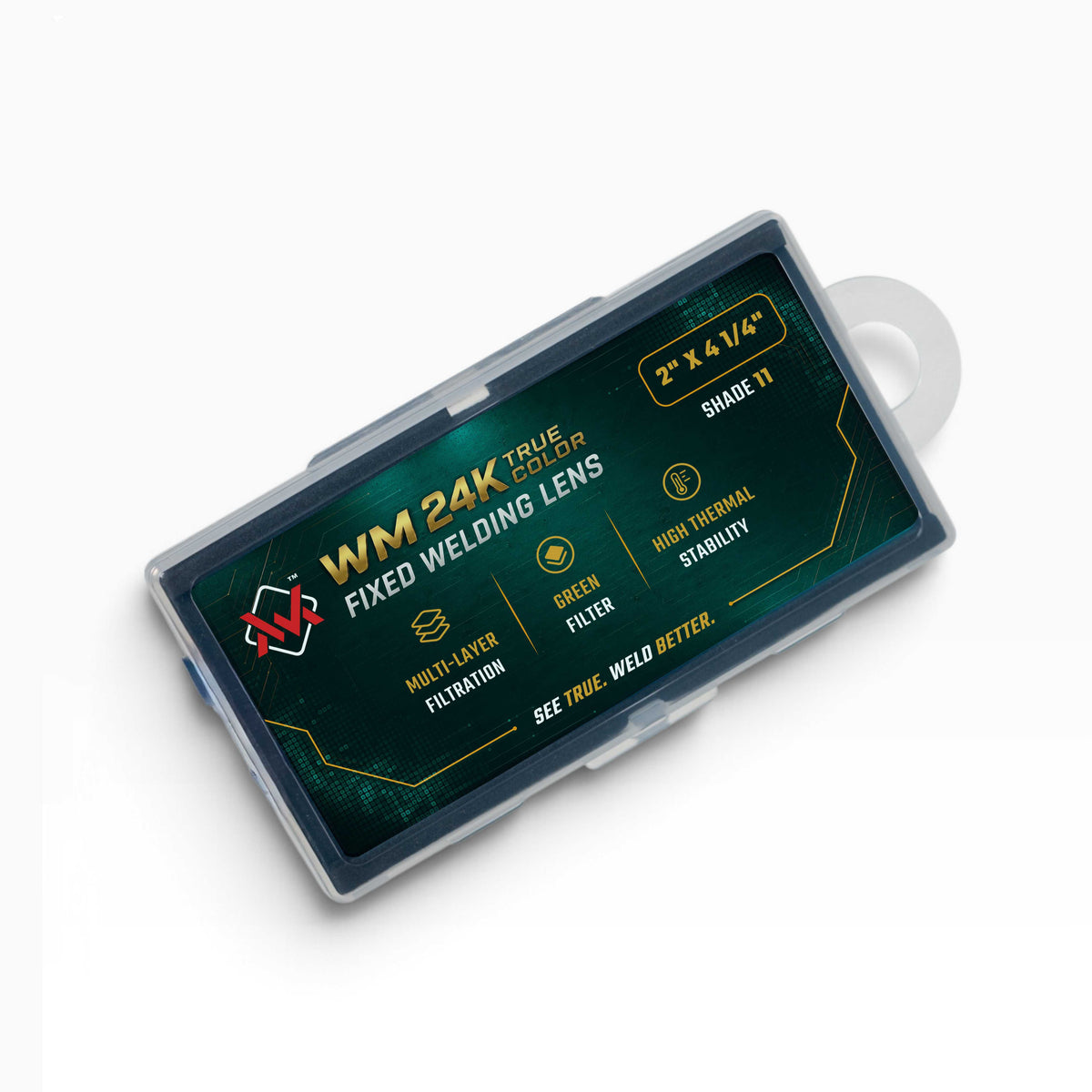 WM 24K True Color Fixed Welding Lens shade 11 in protective case with multi-layer filtration and green filter