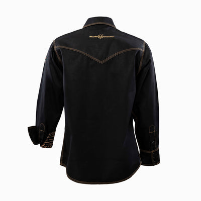 Flame-Resistant (FR) Welding Shirt back – Black / Gold | The Welding Magician