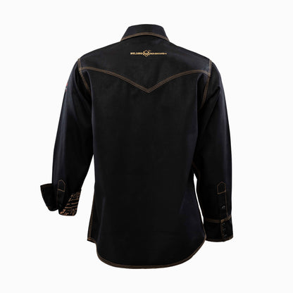 Flame-Resistant (FR) Welding Shirt back – Black / Gold | The Welding Magician