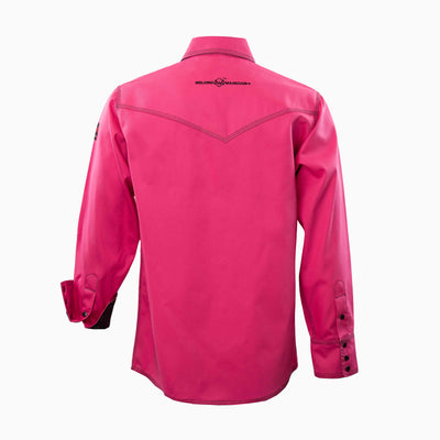 Flame-Resistant (FR) Welding Shirt back – Pink / Black | The Welding Magician