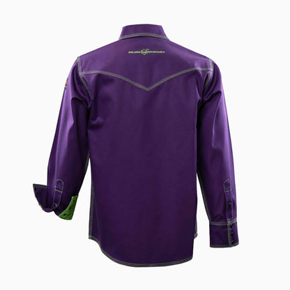 Flame-Resistant (FR) Welding Shirt back – Purple / Joker | The Welding Magician