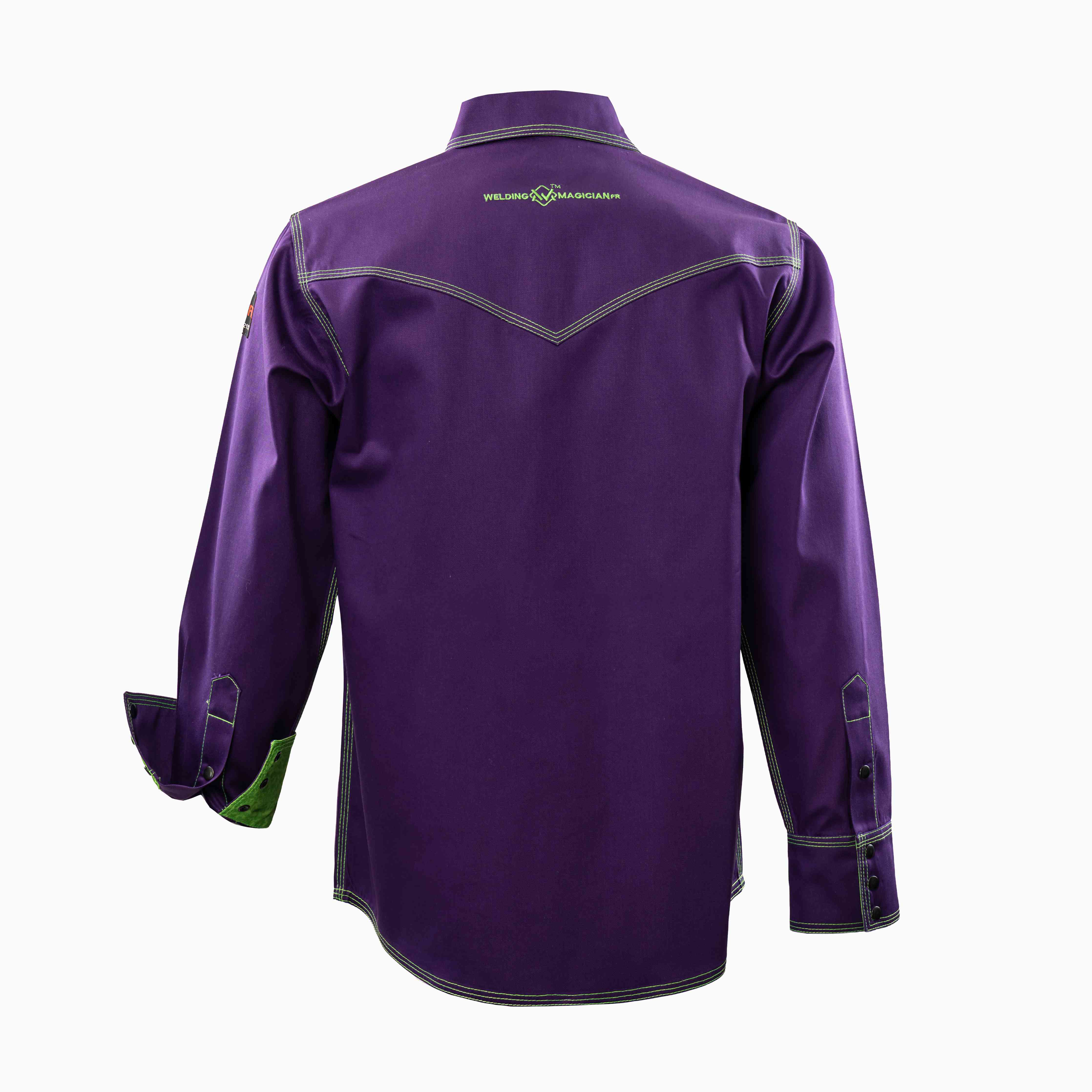 Flame-Resistant (FR) Welding Shirt back – Purple / Joker | The Welding Magician