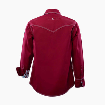 Flame-Resistant (FR) Welding Shirt back – Red / Floral | The Welding Magician