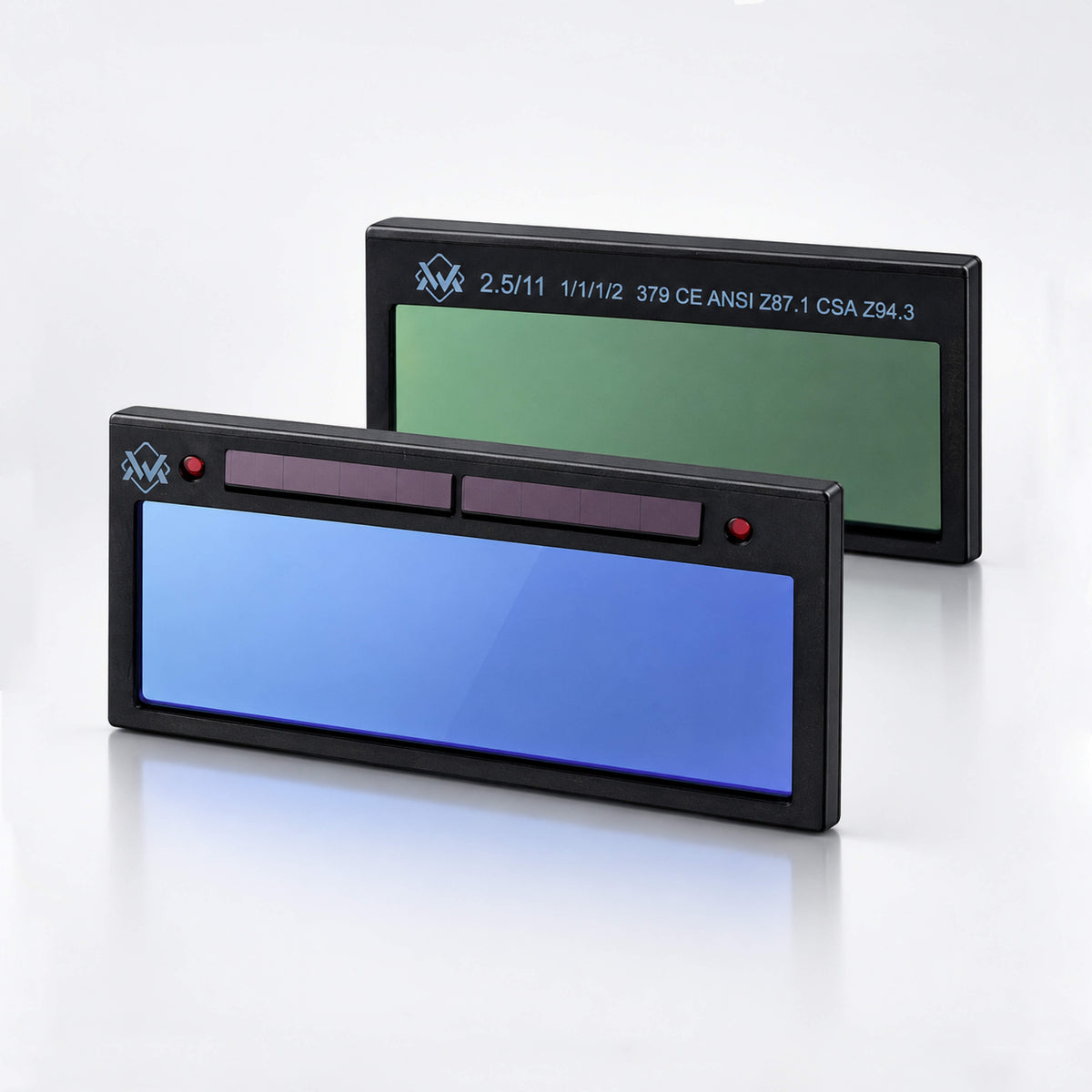 WM True Color Rave Welding Lens single shade auto-darkening filter front and rear view with blue true color lens