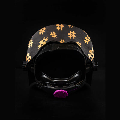 Interior view showing luxe dollar patterned leather headband and comfort fit.