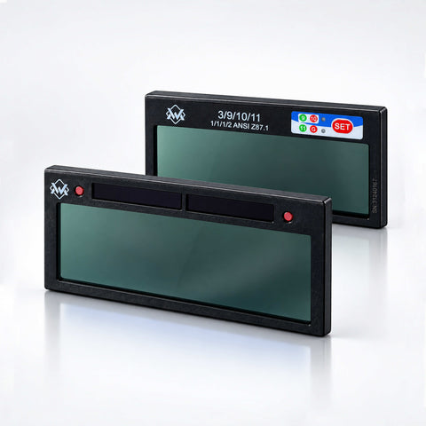 WM Platinum True Color Digital Auto-Darkening Welding Lens front and rear view with variable shade 9-10-11 and digital controls